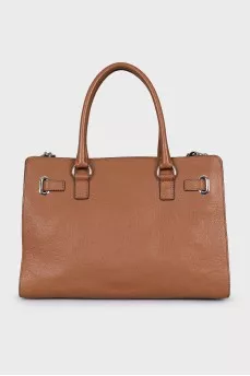 Brown leather tote bag
