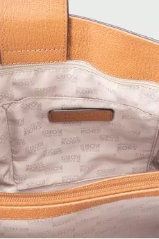 Brown leather tote bag