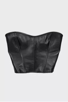 Black leather corset
