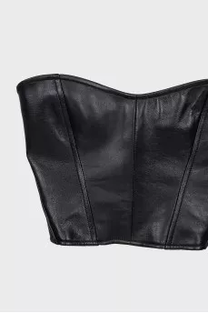 Black leather corset