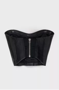 Black leather corset