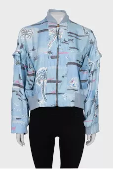 Silk Bomber Jacket in Floral Print