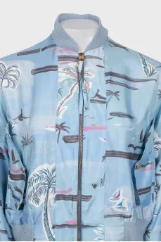 Silk Bomber Jacket in Floral Print