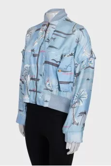 Silk Bomber Jacket in Floral Print