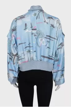 Silk Bomber Jacket in Floral Print