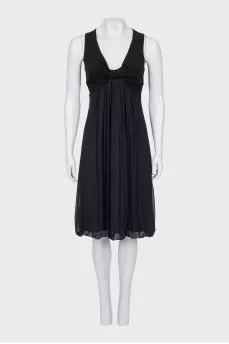 Black V-Neck Midi Dress