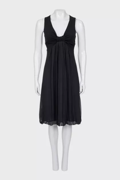 Black V-Neck Midi Dress