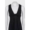 Black V-Neck Midi Dress