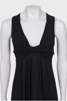 Black V-Neck Midi Dress