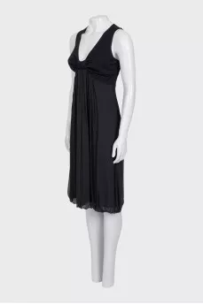 Black V-Neck Midi Dress