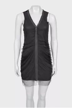 Dress with mesh draping
