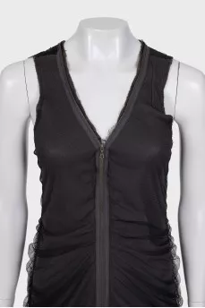 Dress with mesh draping
