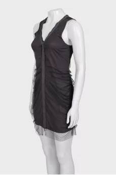 Dress with mesh draping
