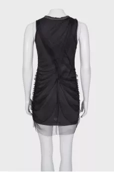 Dress with mesh draping