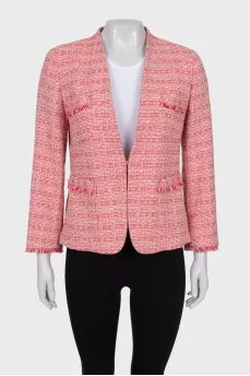 Tweed jacket with fringe