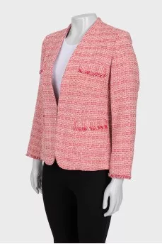 Tweed jacket with fringe
