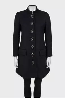 Wool coat with silver fittings