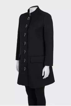 Wool coat with silver fittings