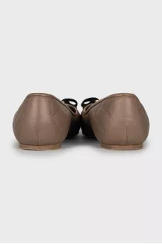 Балетки зі шкіри з лаковим носком