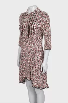 Dress with print decorated with lace