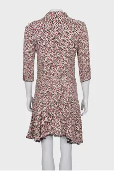 Dress with print decorated with lace