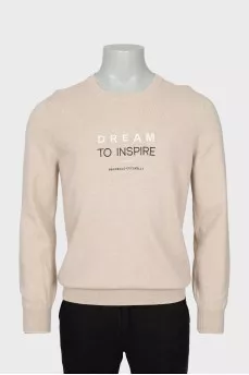 Men's cashmere jumper with embroidery