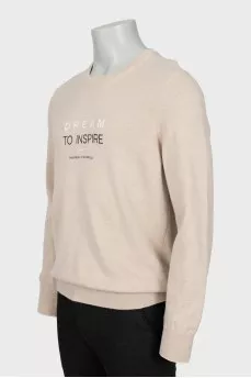 Men's cashmere jumper with embroidery