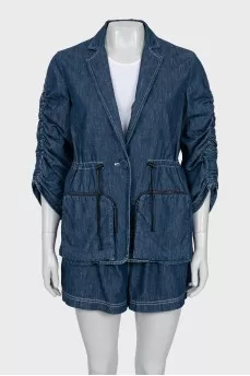 Denim suit with patch pockets