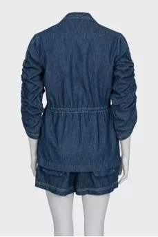 Denim suit with patch pockets