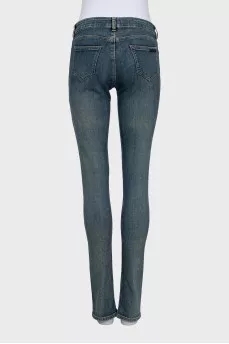 Light blue mid rise skinny jeans