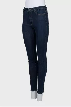 Dark blue high waist skinny jeans