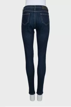 Dark blue high waist skinny jeans