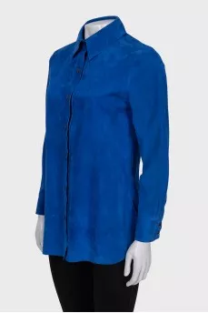 Blue leather shirt