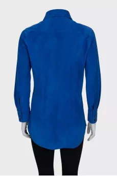 Blue leather shirt