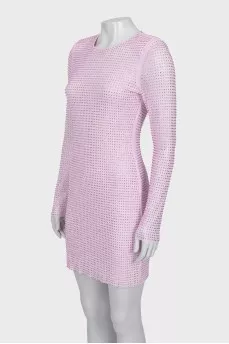Mini dress decorated with rhinestones