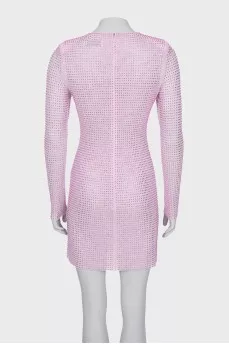 Mini dress decorated with rhinestones
