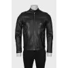 Men's leather jacket with quilted elements