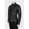 Men's leather jacket with quilted elements