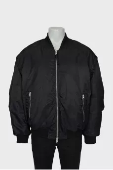 Men's black bomber jacket with zipper
