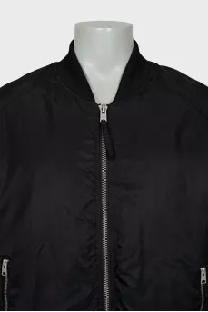 Men's black bomber jacket with zipper