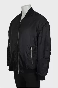 Men's black bomber jacket with zipper