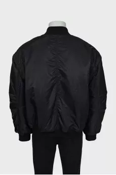 Men's black bomber jacket with zipper