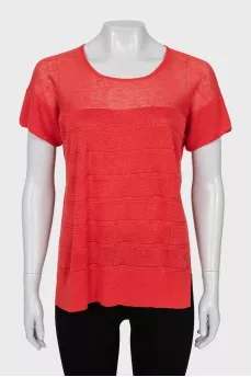 Knitted T-shirt with straight cut