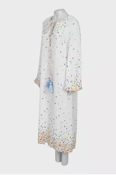 White dress with multicolored polka dots