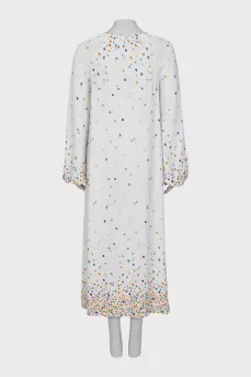 White dress with multicolored polka dots