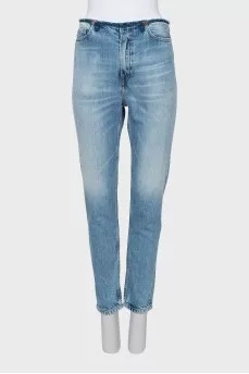 Blue straight fit jeans with tag