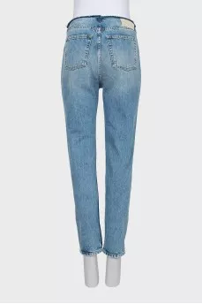 Blue straight fit jeans with tag