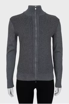 Wool cardigan with zipper