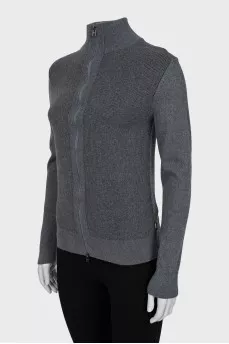 Wool cardigan with zipper