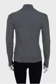 Wool cardigan with zipper